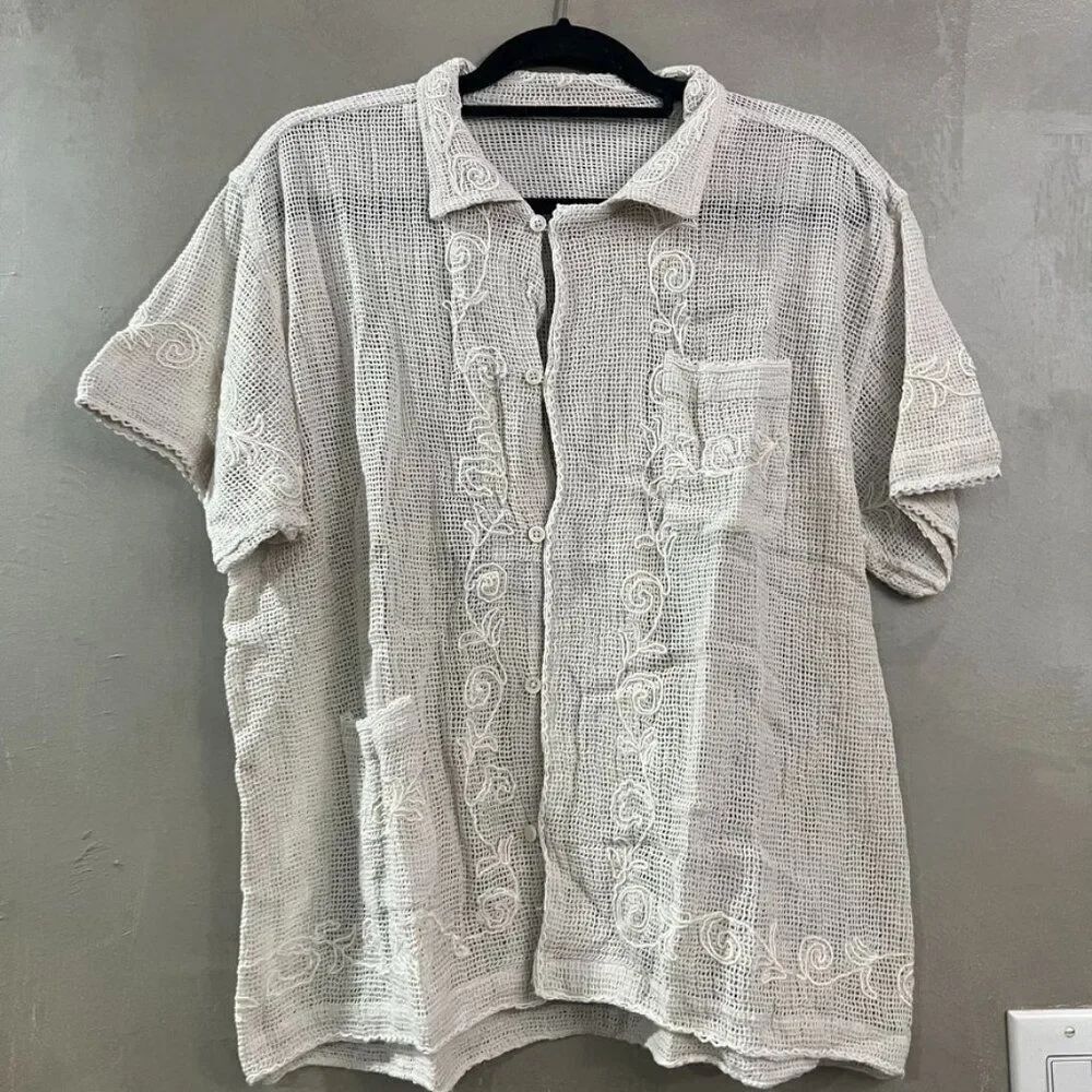 BODE Mesh Filigree Short Sleeve Shirt Sample